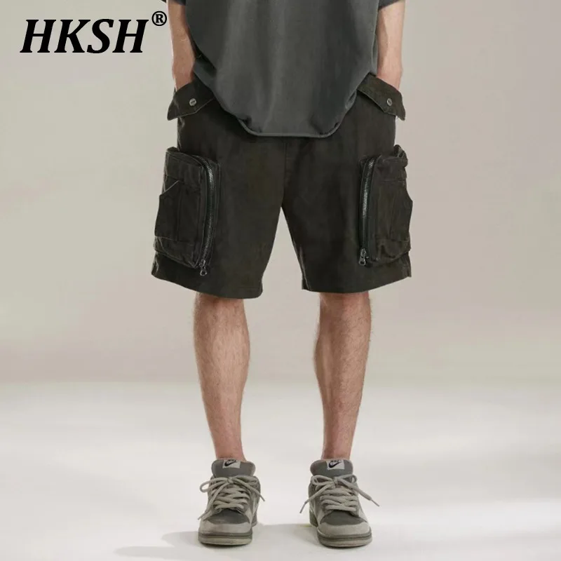 

HKSH Men's Tide Spring Summer New Urban Heavy Industry Tie Dye Canvas Capris Casual Chic Dark Tactical Women Chic Shorts HK2501