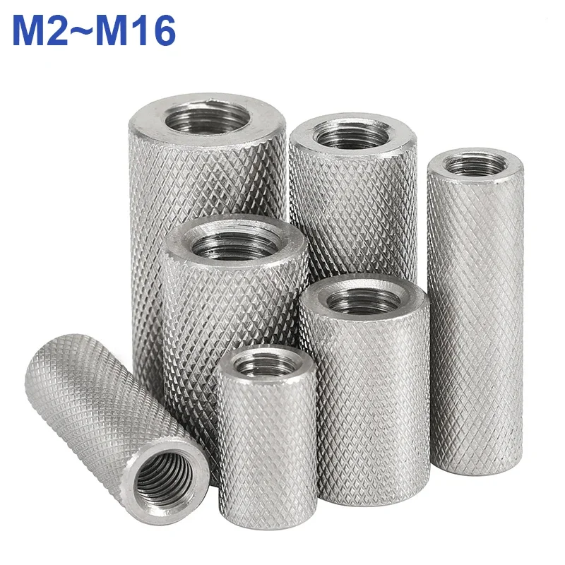 M2 M2.5 M3 M4 M5 M6 ~M16 304 A2 Stainless Steel Extended Cylindrical Flat Head Knurled Hand Screw Nut Mesh Nut Adjustment Nut