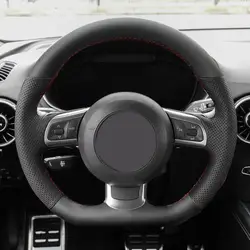 For Audi A3 S3 (8P) Sportback 08-12 TT TTS (8J) TTRS R8 42 07-15 Hand-stitched Car Interior Steering Wheel Cover Leather Trim