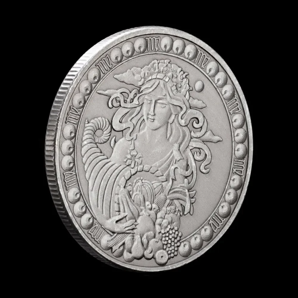 Virgo Embossed Antique Silver Plated Collecting Commemorative Coins Medallion Zodiac Metal Badge Coin