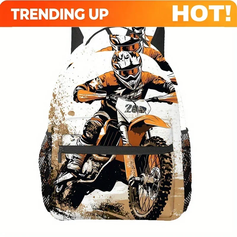 Custom Bag Motorcycle Rider Backpack - Lightweight, Adjustable Straps, Padded Comfort, Tablet Compartment, Stylish Racing Design