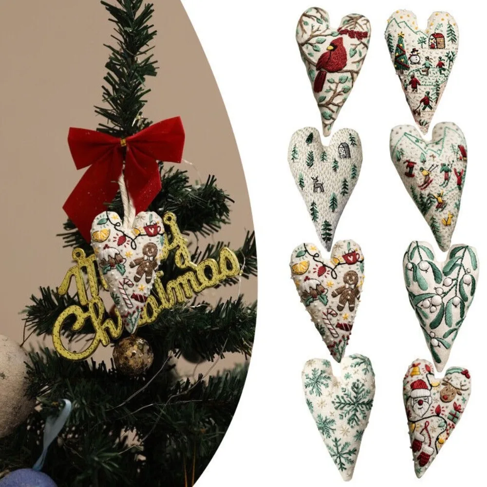 Festival Heart Christmas Embroidery Kit Gifts mas Tree Hanging Decoration Heart Cross Stitch Kit Material Package