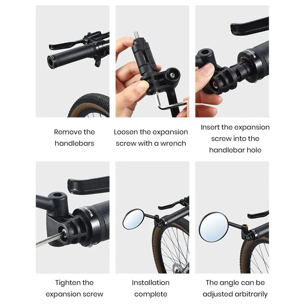 Bike Mirror 360-degree Adjustable Bicycle Mirror for Wide-angle Rear View Cycling Easy Installation Handlebar Accessory for Bike