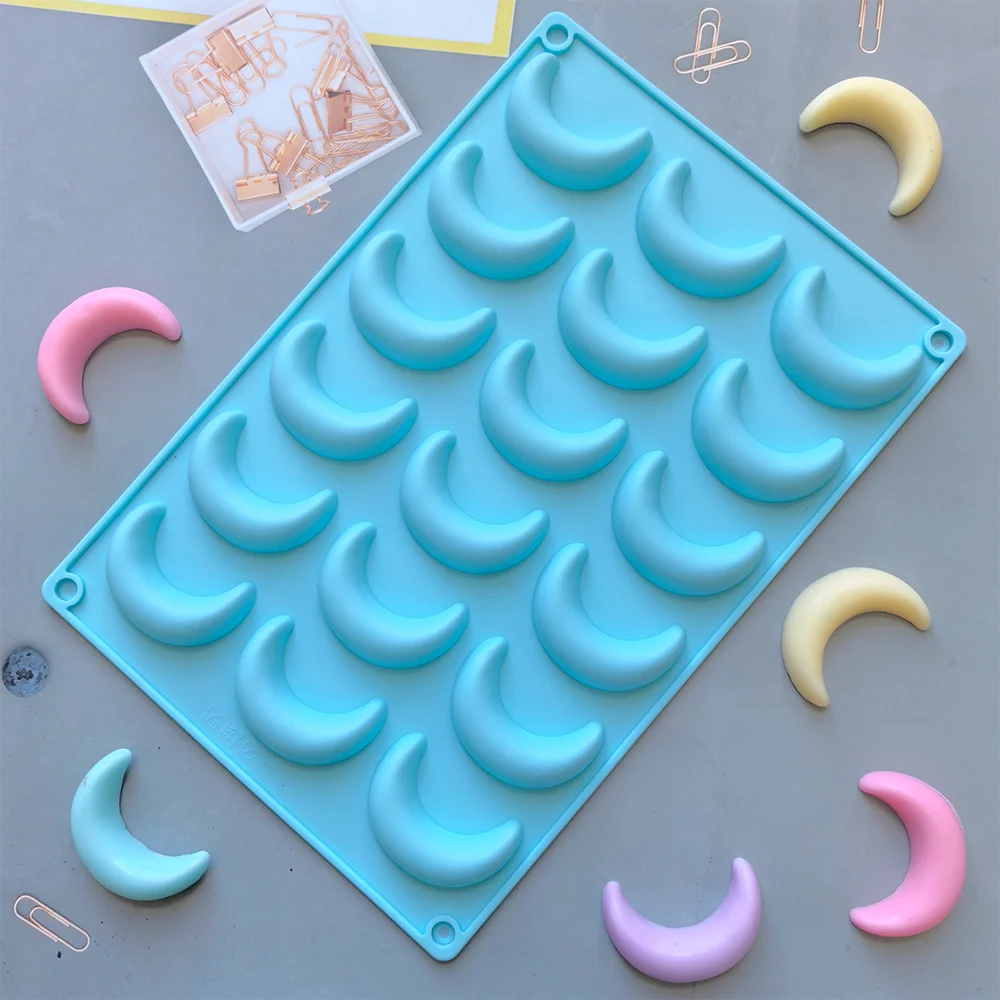 Molde creativo de silicona con forma de luna para Chocolate, azúcar, bricolaje, caramelo, pudín, postre, decoración de pasteles, complemento, 1 ud.