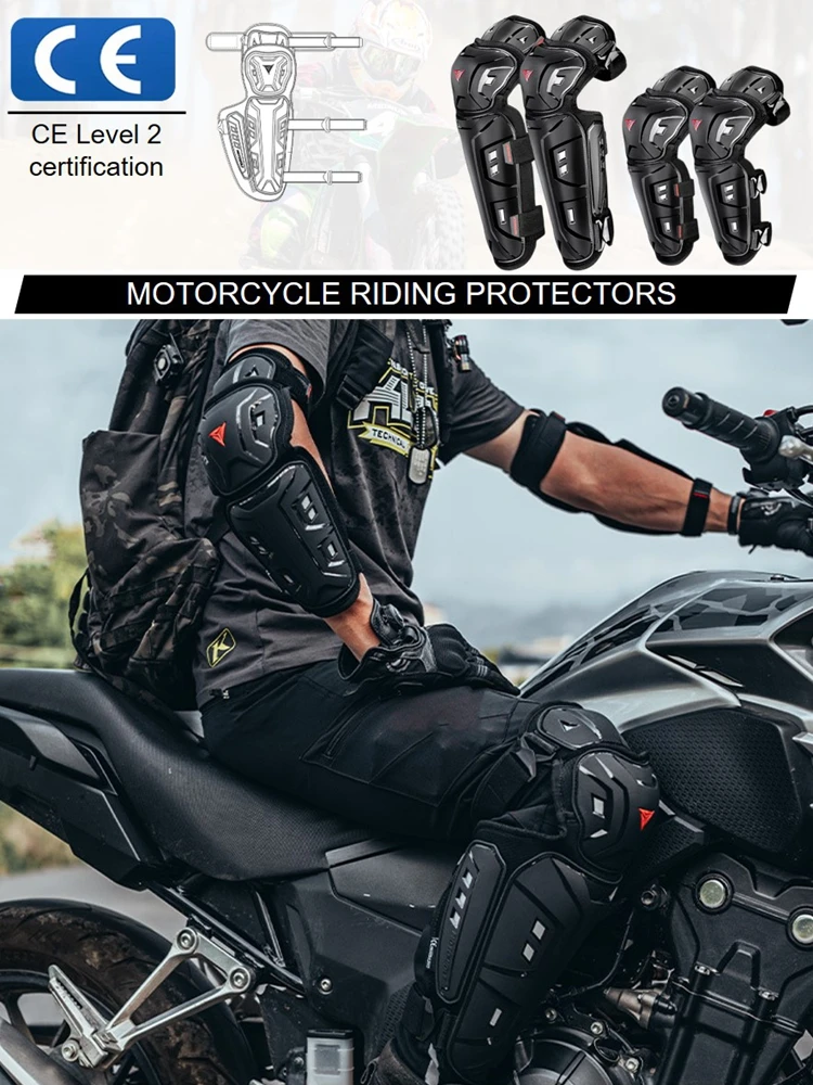 4Pcs/set Knee Elbow Protective Pads Motorcycle Motocross Skating Protectors Riding Protective Gears Outdoor Sport Equipment