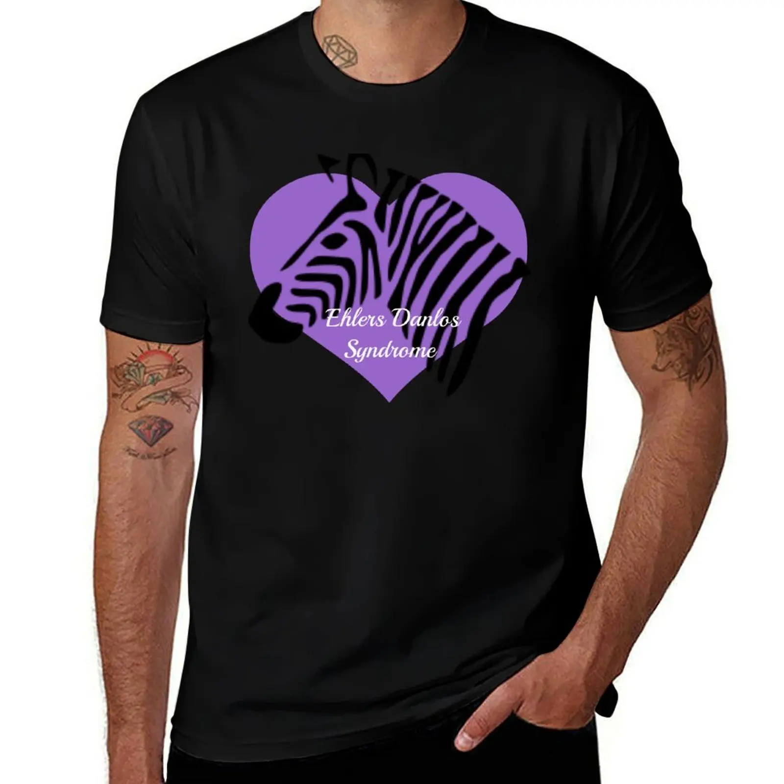 Ehlers Danlos Syndrome Awareness - Purple Heart Zebra T-Shirt Casual Holiday Short Sleeve Tee T-Shirt