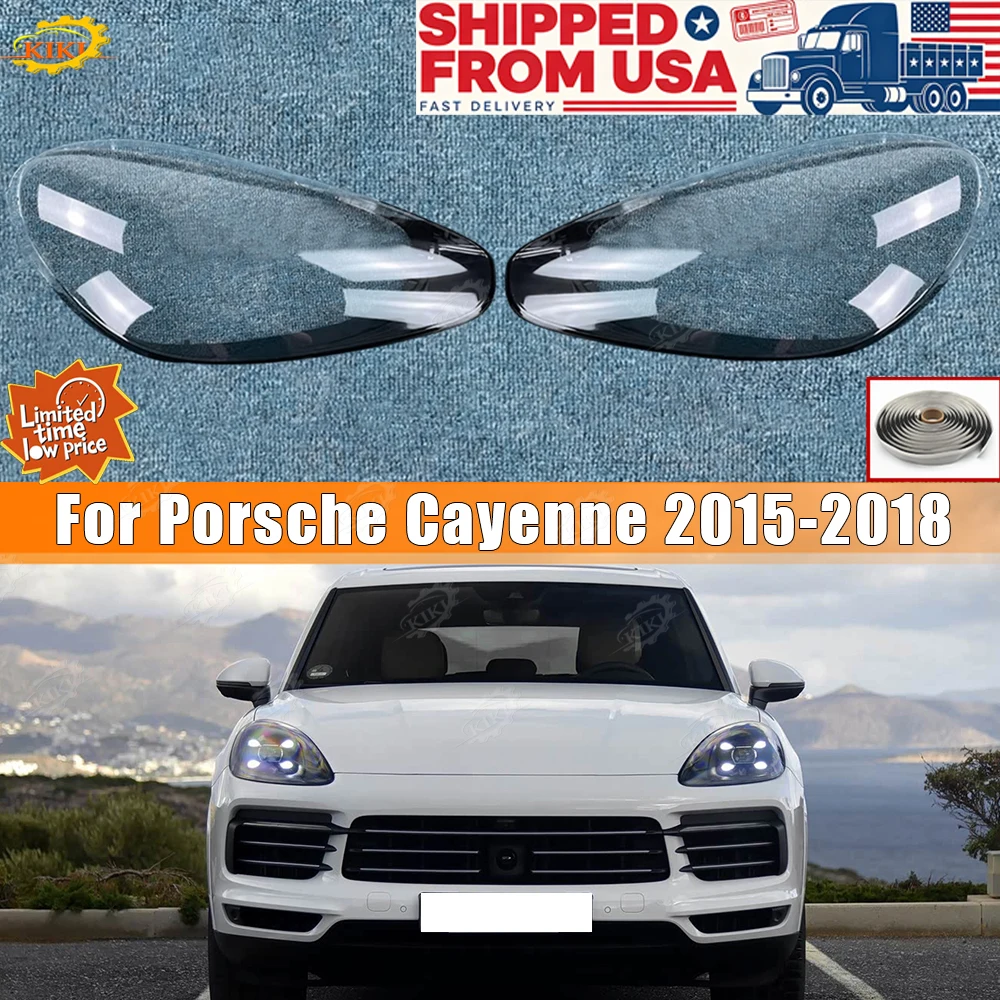 

Для Porsche Cayenne 2015-2018 Сменный прозрачный абажур для передней фары автомобиля, крышка объектива, водостойкий прозрачный корпус фары