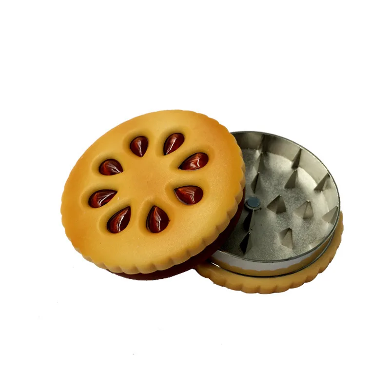 2 Layers Hamburg Metal Dry Herb Grinder Creative 56mm Biscuit Manual Tobacco Crusher for Smoking Pipe Grass Smoke Accessories