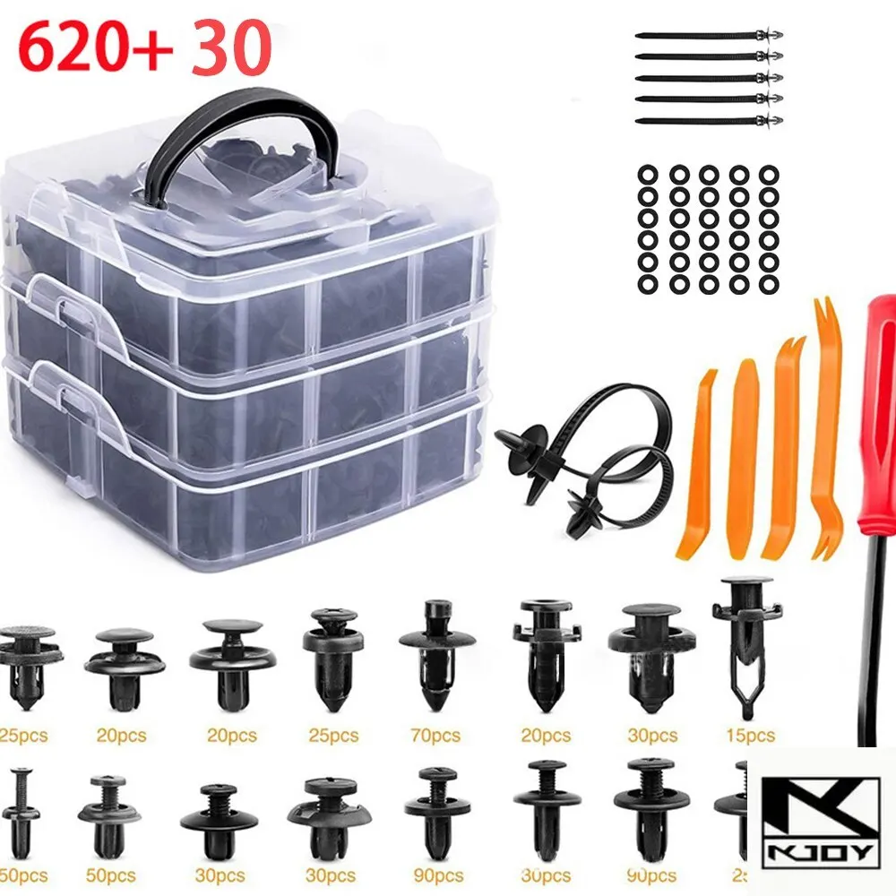 

kjoy 415/620PCS Auto Fastener Clip Rivet Kit with Tools used for bumper door trim panel