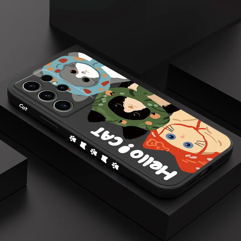 

Happy Cat Phone Case For Samsung Galaxy S25 S24 S23 S22 S21 S20 S10 S10E Ultra Plus FE Note 20 Ultra Plus Cover