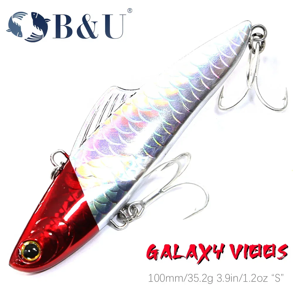 B&U 100mm Blade Long Casting Vibration Treble Hooks Hard Lure Wobblers Bass Pike Fishing Sinking Saltwater Freshwater Winter