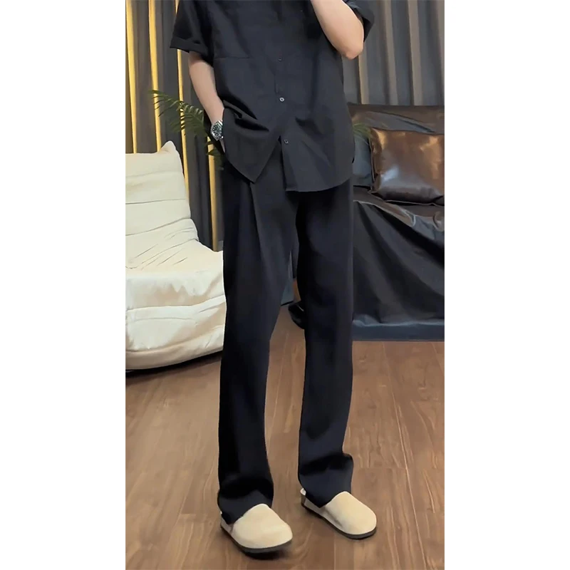 

Мужские летние тонкие прямые брюки Cleanfit Ice Silk, повседневные брюки с эффектом стройности, с высокой талией, расклешенные