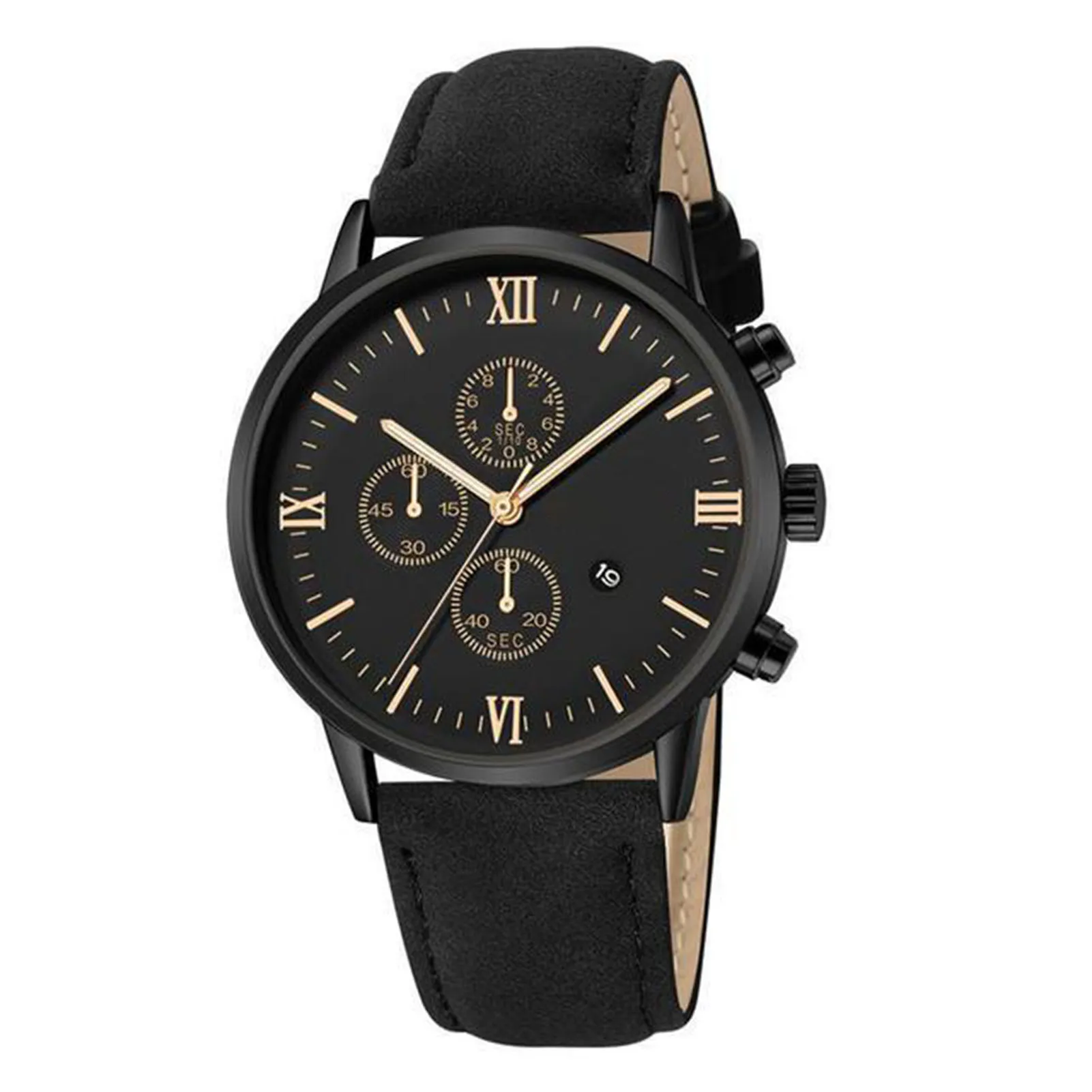 Men Analog Quartz Movement Watch Leather Bracelet Band Watch Gift for Father Husband Boyfriend