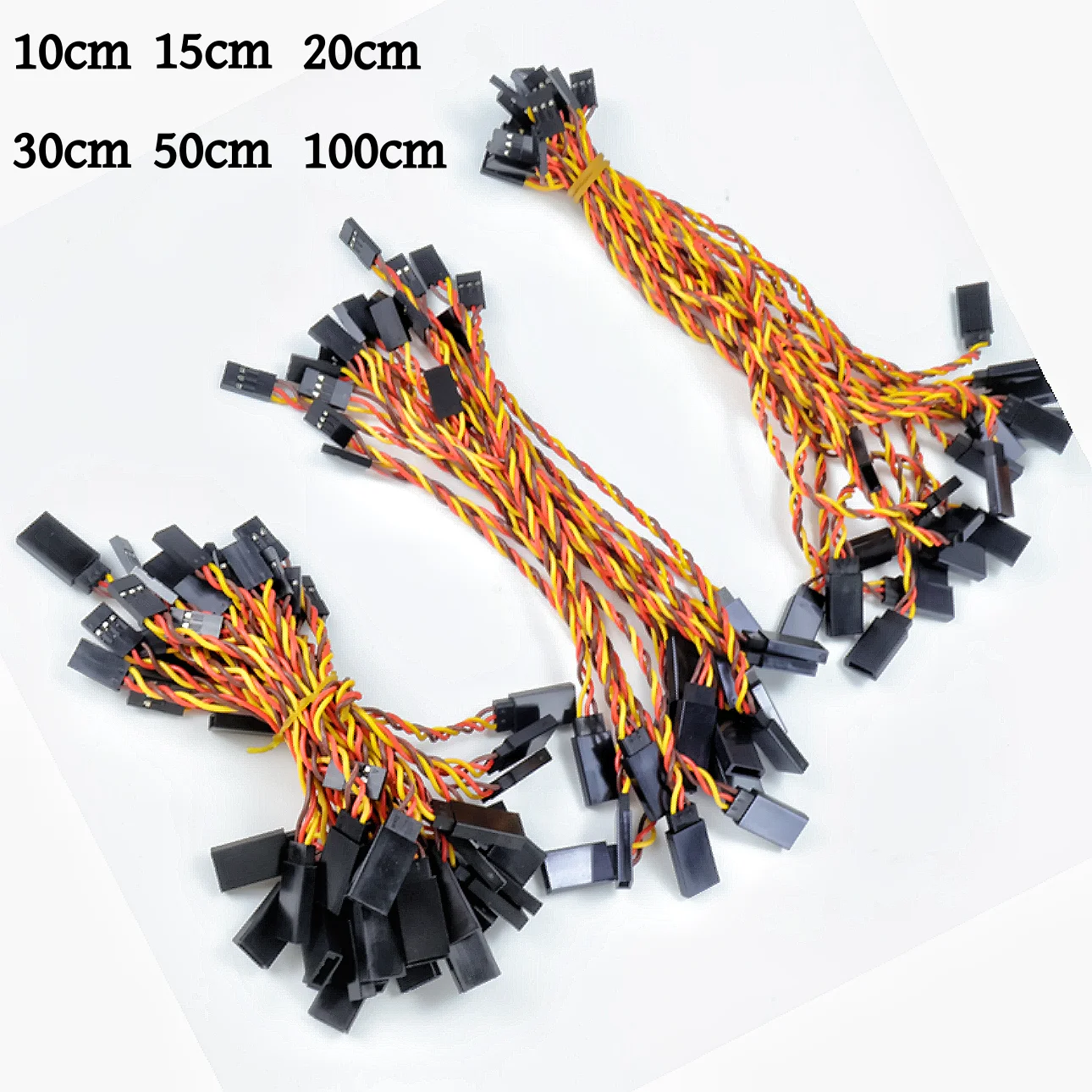 8Pcs/lot 10/15/20/30/50/100cm Servo Extension Cable 30/60 Core For Futaba JR Anti-interference Servo For RC Helicopter Part