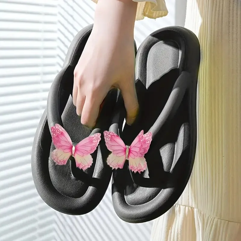 Tikp Nuevas chanclas Butterfly Eva para mujer, zapatillas ligeras, simples, informales y de moda