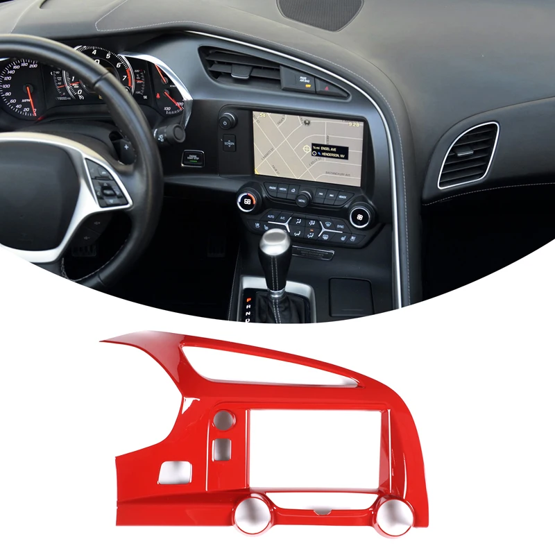 

ABS Carbon Fiber/Red For Chevrolet Corvette C7 2014-2019 Car Central Control Air Vent Frame Decorative Sticker Car Accessories