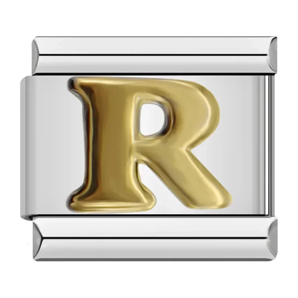 Hapiship 2024 Nieuwe Mode 26 Engelse Letters Italiaanse Charm Links Fit 9 Mm Roestvrij Stalen Armband Maken Vrouwen Sieraden DJ110
