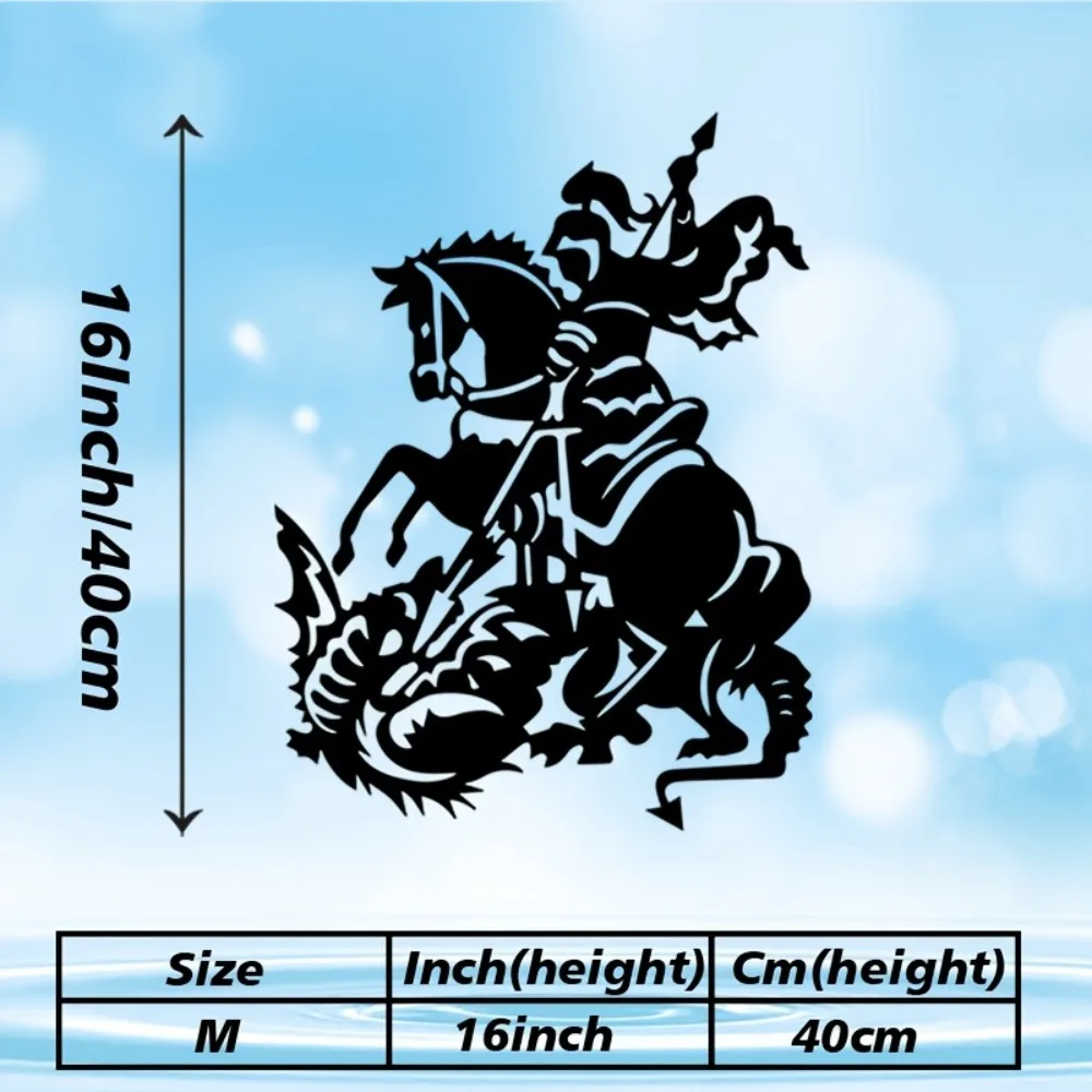 CIFBUY Iron Wall Art Medieval St George Dragon Metal Sculpture Rustproof Hanging Plaque Home Garden Decor Ornament Accent
