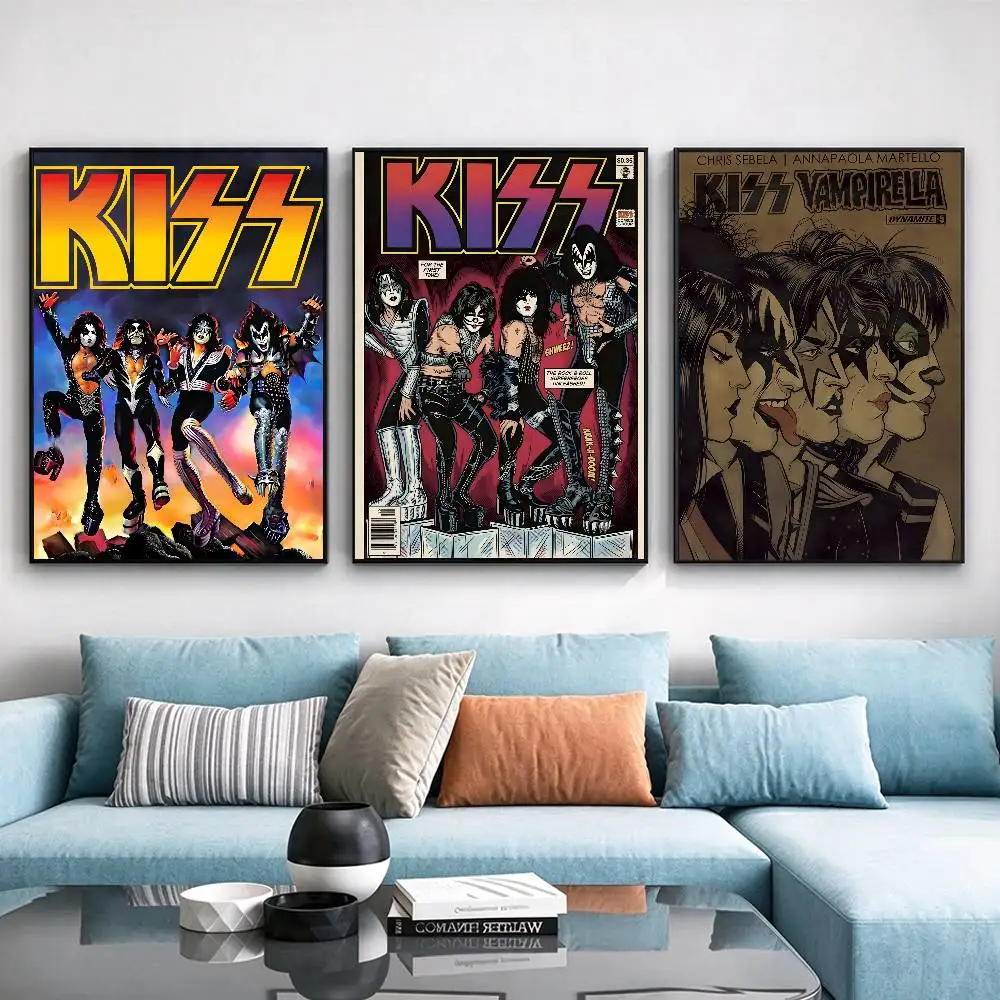 KISS Top-Quality Poster Waterproof Wall Art Sticker For Bar Living Room Vintage Decor High Quality Print