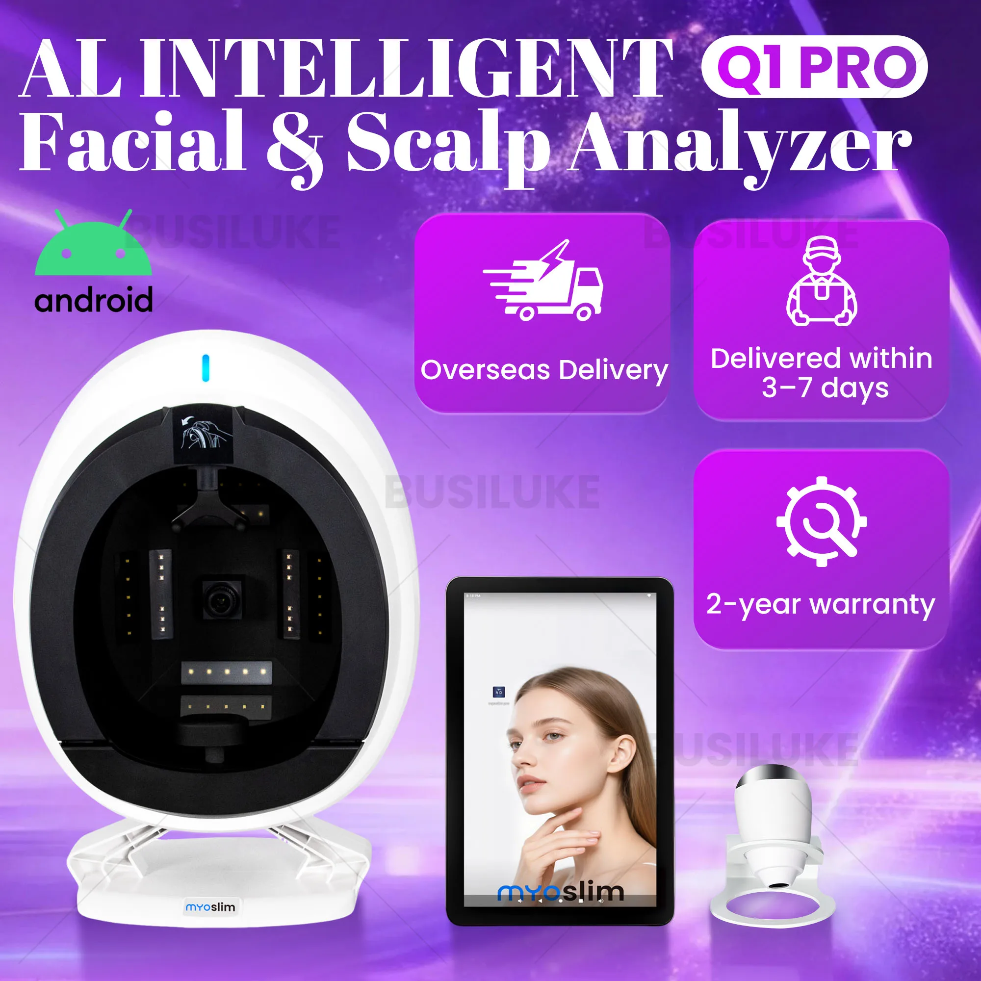 36M HD AI Skin Analyzer Q1pro Face Hair Scalp Detection Machine 8 Spectral Imaging Android 15.6 21.5 inch Custom Report