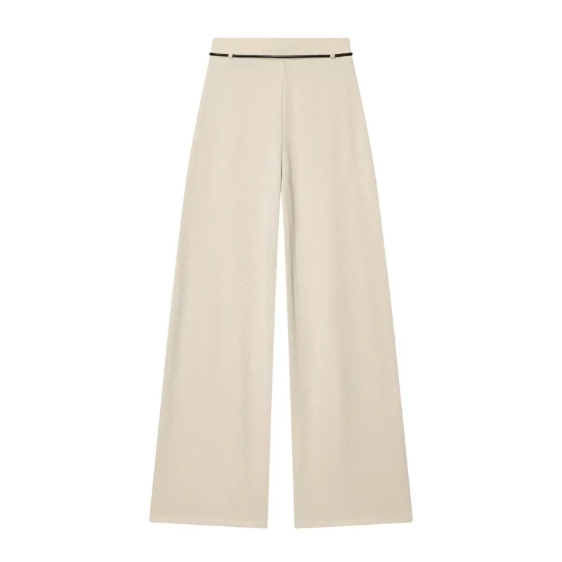 2026 Summer New Style Women's Casual Wide Leg Pants Solid Color High Waist Trousers With Belt Lady Versatile Commuting Workwear