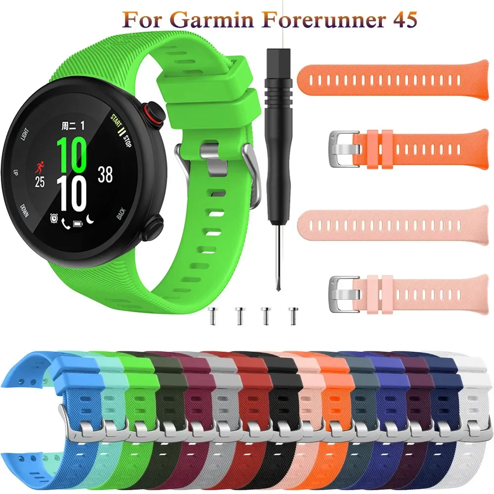 

Silicone Band Forerunner 45 45s Swim 2 Watchband Strap Sport Replacement Wristband Bracelet Correa with Tool Straps