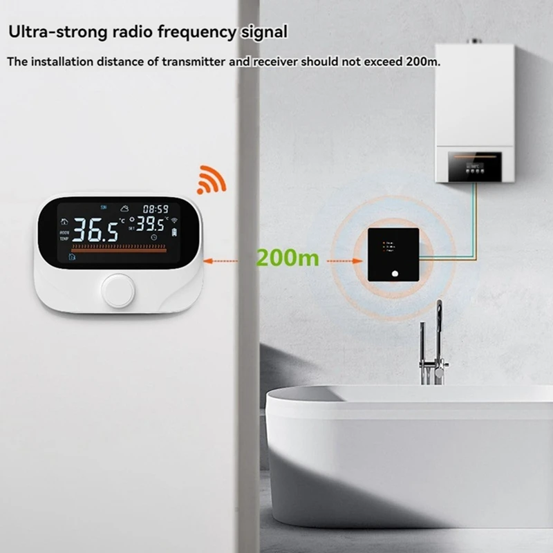 FULL-Tuya Wifi 스마트 홈 무선 온도 조절기 RF 배터리 가스 보일러 물 난방 디지털 온도 컨트롤러