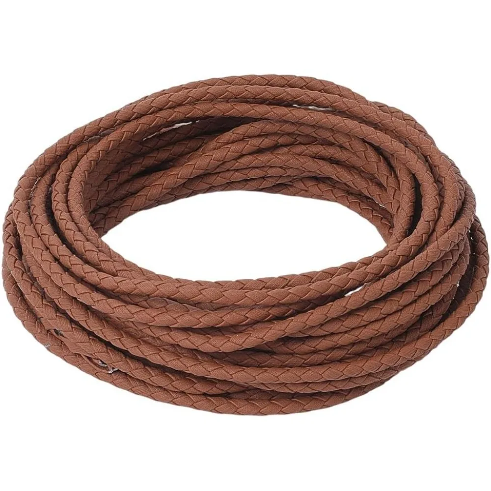 10m x 3mm Round Leather Cords Saddle Brown Bolo Tie Strings Leather Necklace Cord Leatherette Rope Beading Threads for Bracelet