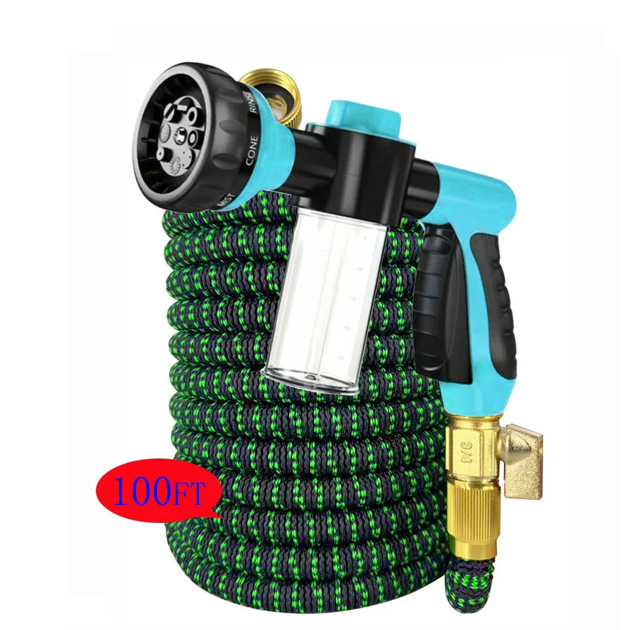 

25/50/75/100ft Portable Garden Hose Water Gun For Cleaning Car Wash Machine Watering Sprinkler Durable Water Gun with Water Hose