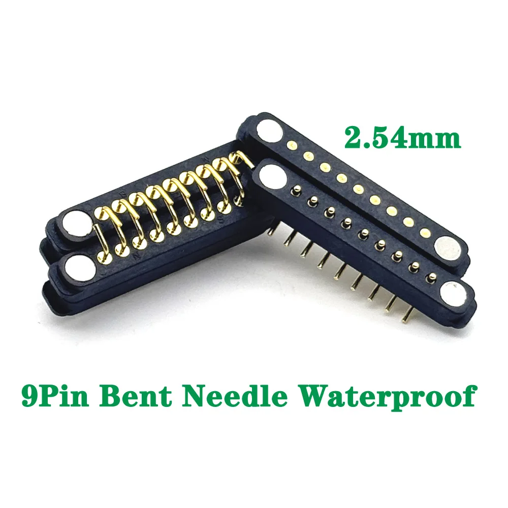 100Pair 1A DC Magnetic Pogo Pin Connector 9Pin Pogopin Male Female Spring Connector 36V Waterproof DC Power Socket Bent Needle