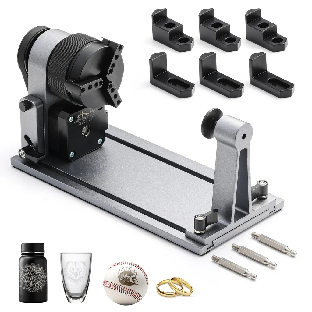 WAINLUX Laser Engraver Accessories 3-in-1 Kit for K10 X1 L8 Z6 Engraving Machines Multi Jaw Chuck for Ring, Bottles, Cylindrical