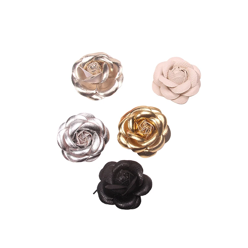 حار جلدية كاميليا دبابيس للنساء أنيقة كبيرة زهرة دبابيس وشاح مشبك مجوهرات الأزياء معطف اكسسوارات بروش #5