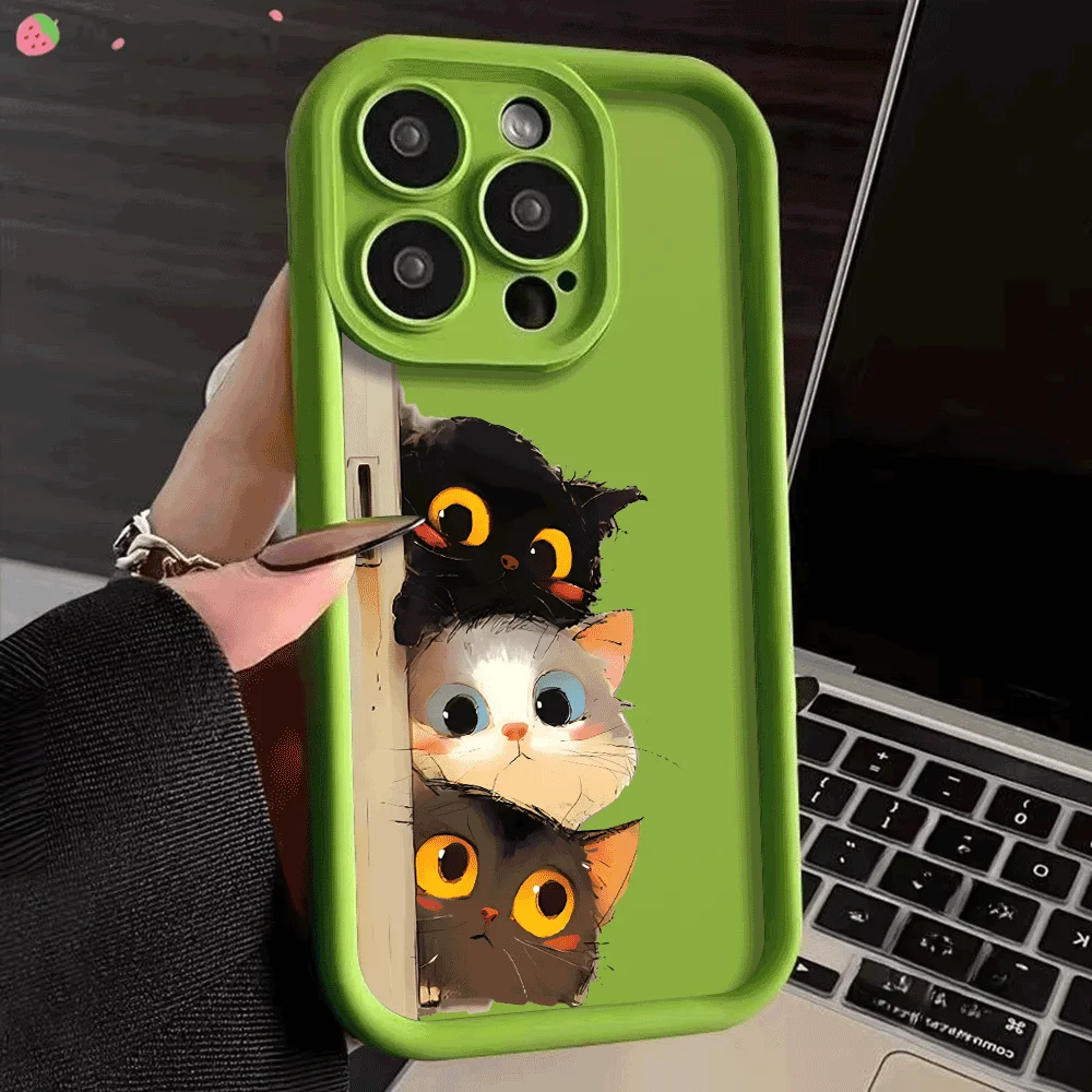 Stoßfeste Handyhülle für iPhone 16 15 14 13 12 11 Pro Max XS XR X 14 15 16 Plus 12 13 Mini Lustige Cartoon-Katze Silikonhülle – Detail 13
