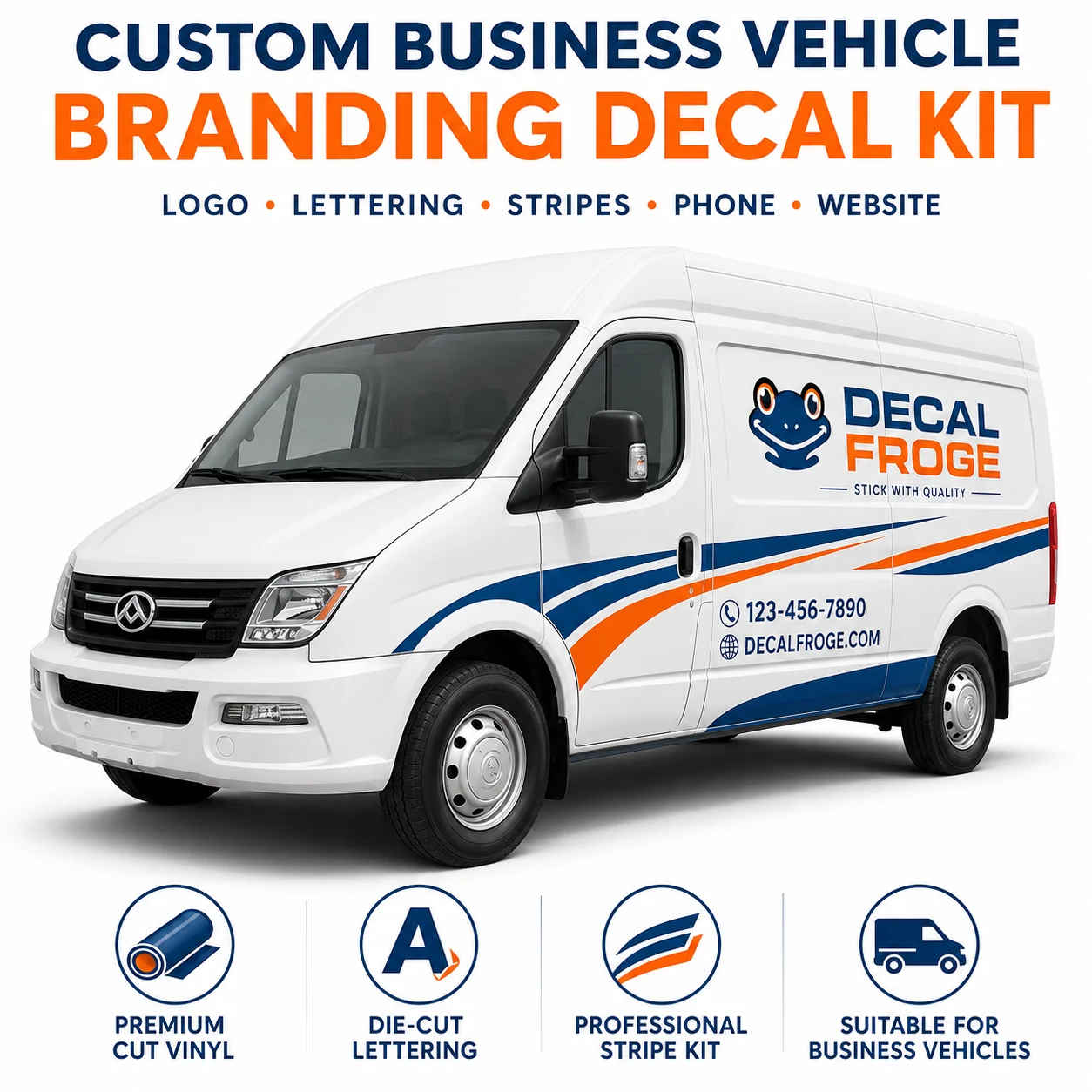

Custom Business Vehicle Branding Decal Kit Premium Cut Vinyl Company Logo Lettering Stripe Sticker Website Service Car Graphics