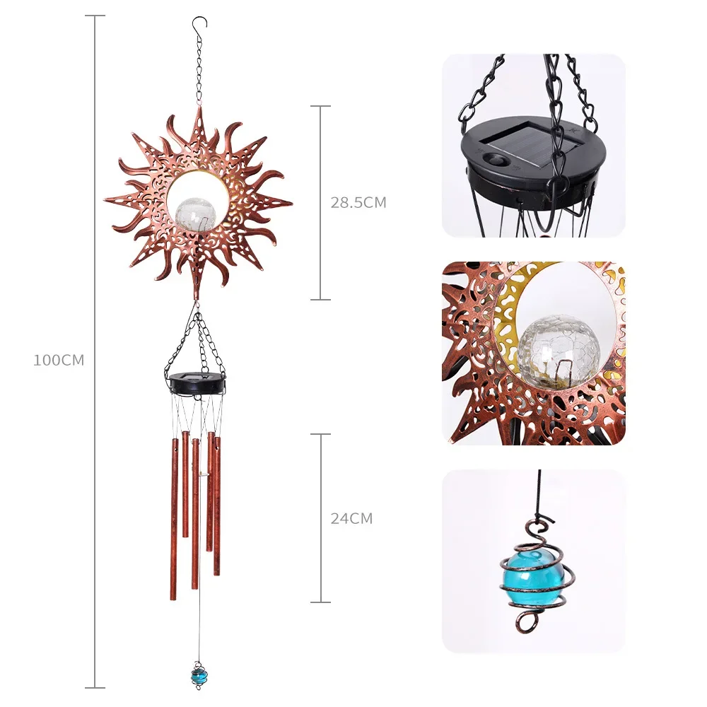 Solar Outdoor Courtyard Wind Chime Lamp Garden Landscape Decoration Lamp Lawn Outdoor Balcony New Strange Iron Hollow Sun Lamp