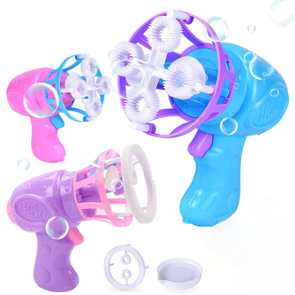 Arma de bolha elétrica infantil, máquina de bolhas, saboneteira, ventilador de verão, parque ao ar livre brinquedos para crianças
