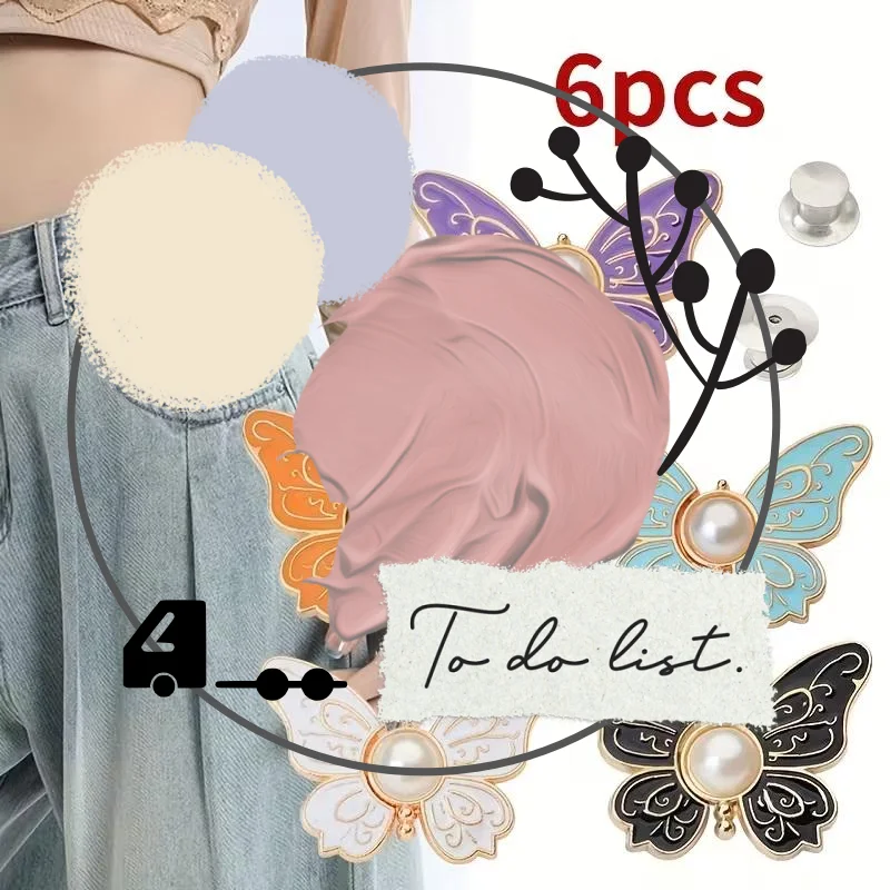 

Упаковка из 6 шт., три цвета, пуговицы на талии в форме бабочки, съемные, меняющие пуговицы без швов для джинсов на талии.