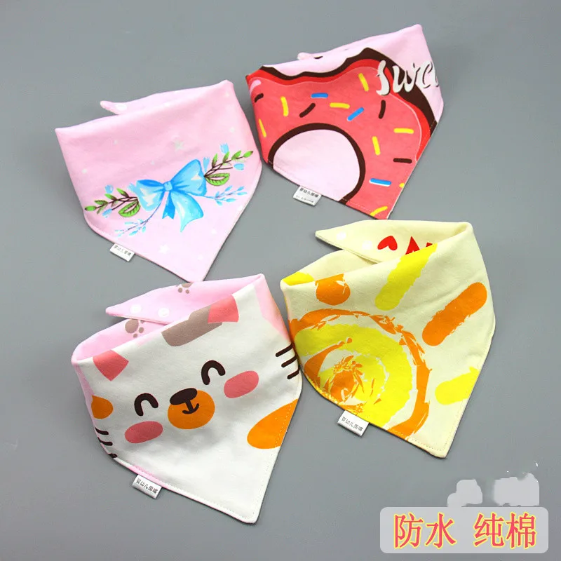Babero de baba para bebé, babero triangular para bebé, babero impermeable para recién nacido con hebilla de doble capa de algodón puro, bufanda para niños, primavera, 5 uds.