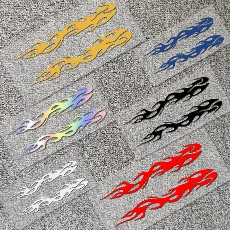Engrave 1Pair 24x4cm Flame Strips Car Stickers Auto Body Bumper Windows Motorcycle Laptop Walls Vinyl Film Decal Car Tuning