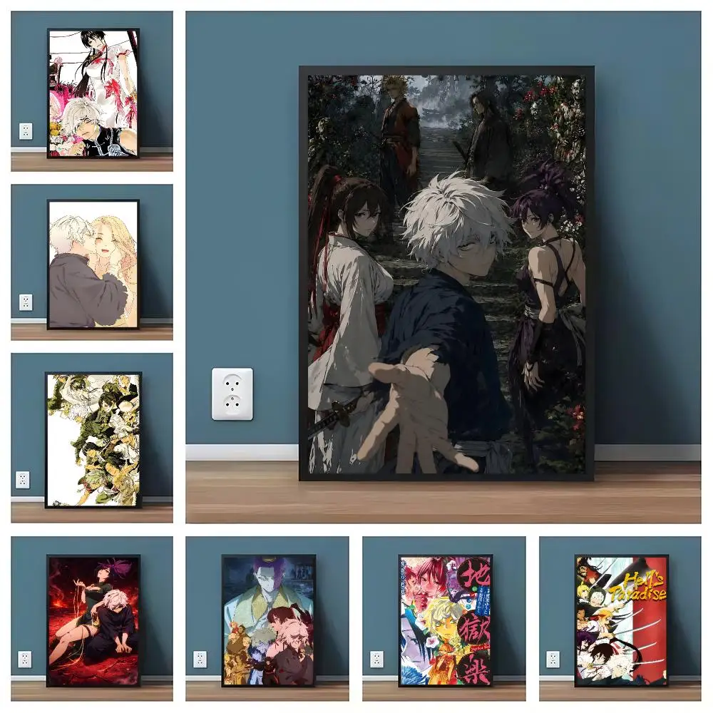 Japanese Anime H-Hells Paradise Poster Pegatina artistica HD autoadhesiva impermeable para salon dormitorio