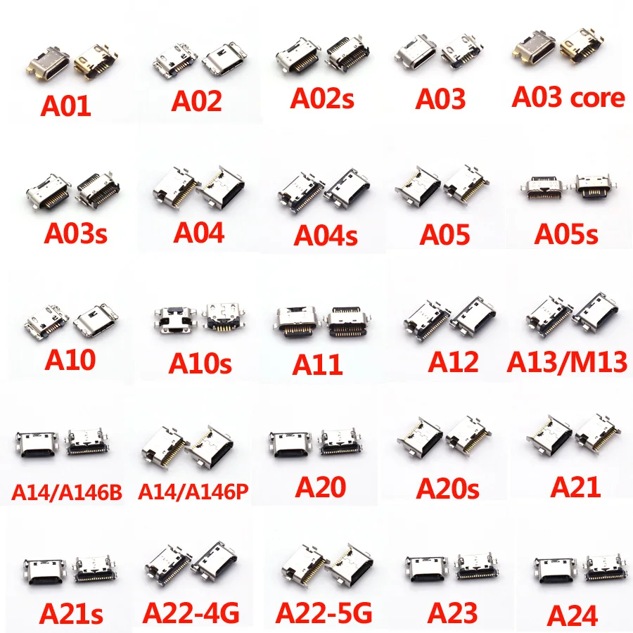 Conector de carga USB para Samsung A01 A02 A02s A03s A03 Core A04 A05 A05s A10 A10s A11 A12 A20 A21s A20s A21