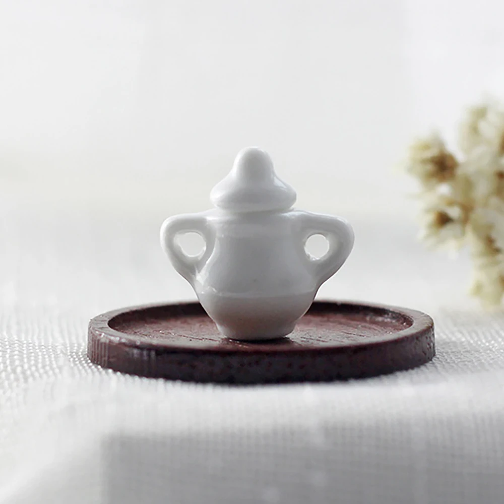 1Pcs 1/12 Dollhouse Accessories Miniatures Ceramics Jar Mini Pot Tea Set Model for Doll House Decoration OB11 bjd