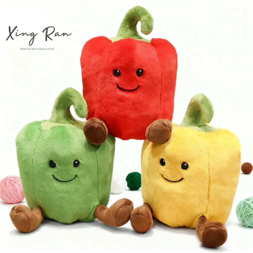 

Зеленый, красный, желтый перец, плюшевая игрушка, мягкая овощная милая мягкая кавайная детская комната для мальчиков и девочек, домашний декор, фестиваль, праздник, подарок на день рождения