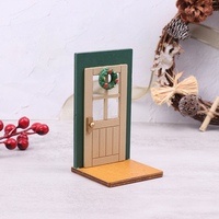 1PC Mini Wooden Christmas Door Miniature Dollhouse Furniture Model DIY Accessories Kids Garden Scenes Decoration Toys Gift