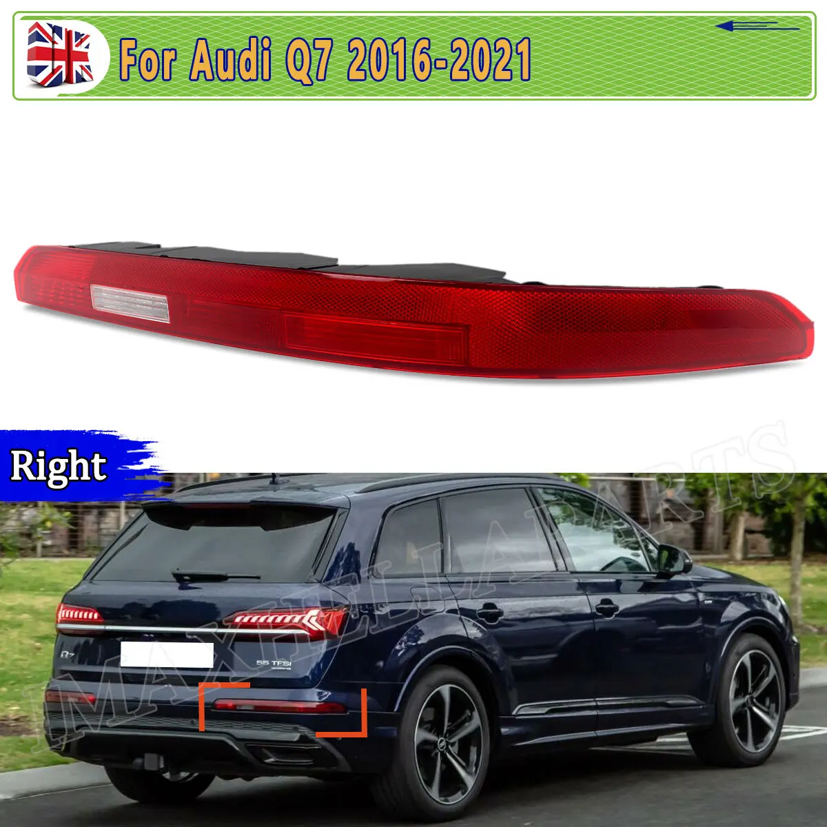 Światło stop tylne prawe wymiana Do Audi Q7 2016 2017 2018 2019 2020 2021 Tylny odblask zderzaka światło przeciwmgielne czerwona soczewka prawy
