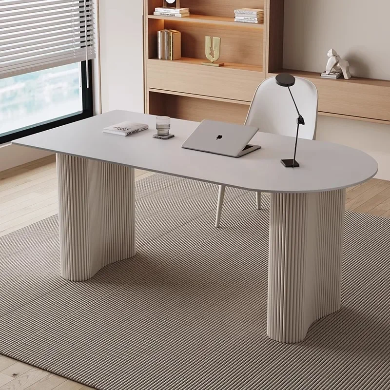 Modern Light Luxury Desk, Simple Home Slate Computer Table, Cream Style Balcony Leisure Desk