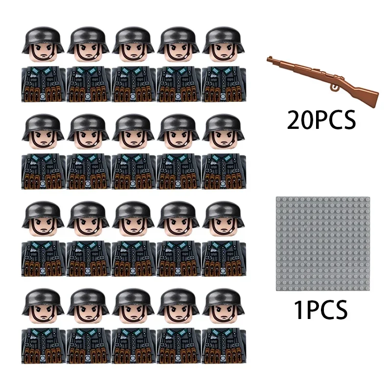 20pcs WW2 Military Soldier Array Soviet US UK China Building Blocks Bricks Figures Children's War Mini Toys Christmas Gifts