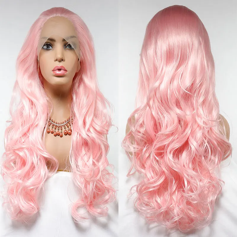 

Bombshell Living Pink Body Wave Synthetic Lace Front Wigs Glueless High Quality Heat Resistant Fiber Natural Hairline For Women