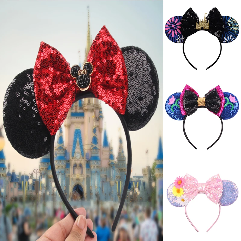 Disney Mickey Mouse Oor Hoofdbanden Frozen Elsa Anna Strik Pailletten Hoofdband Kids Party Cadeau Kinderen Diy Haaraccessoires