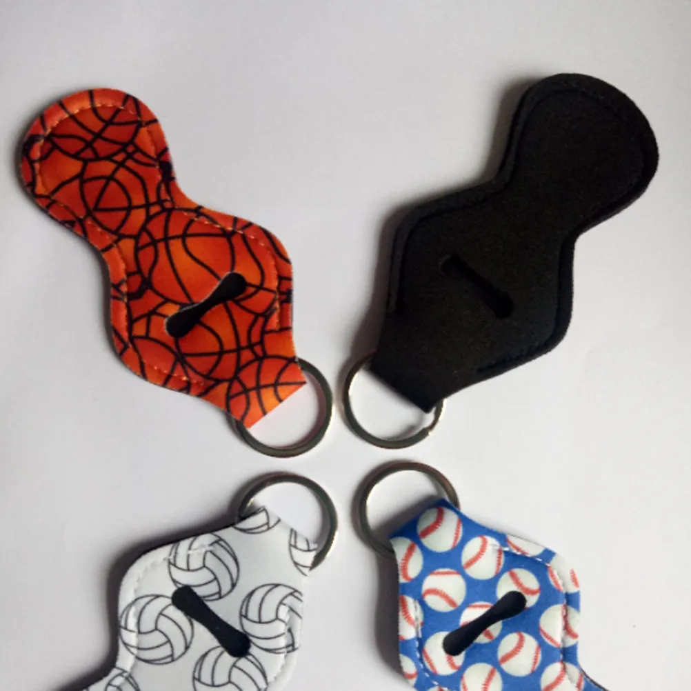 4Pcs Waterproof Neoprene Keychains Lipstick Sleeve Holder Clip-on Lip Balm Cover Portable Creative Key Ring Handbag Accessory
